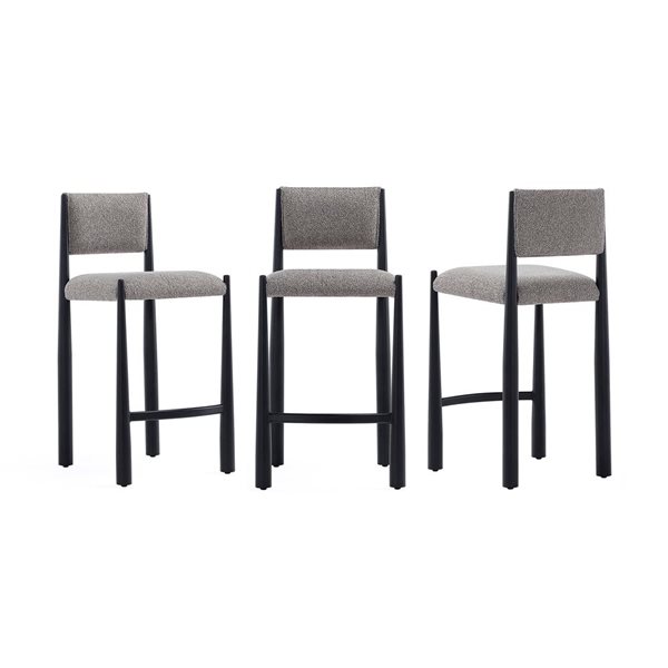 Manhattan Comfort Lennor Mushroom Boucle Upholstered Metal Counter Stool