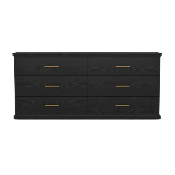Manhattan Comfort Clifford 6-Drawer Double Dresser - Black