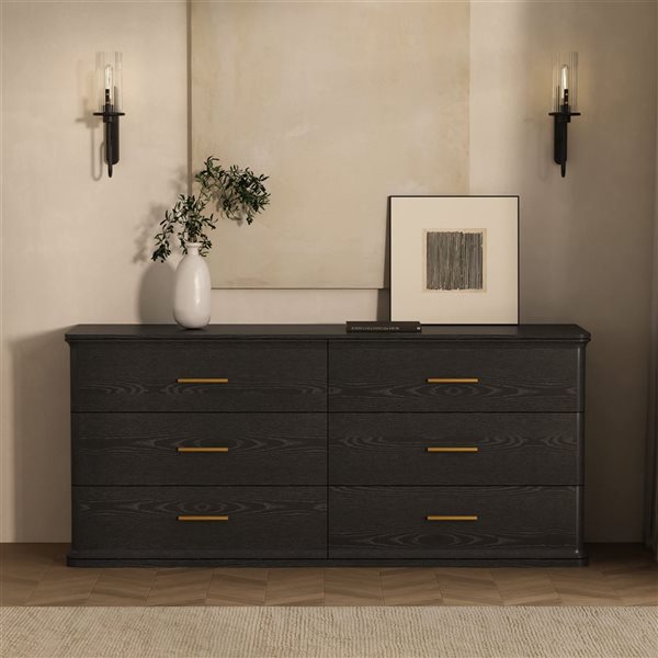 Manhattan Comfort Clifford 6-Drawer Double Dresser - Black