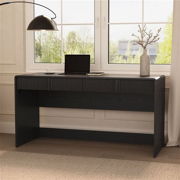 Manhattan Comfort Novara Black 60-in 2-Drawer Writing Desk