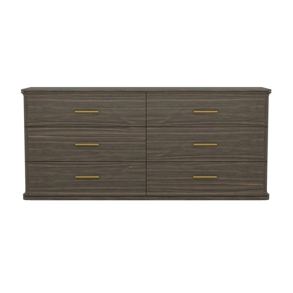 Manhattan Comfort Clifford 6-Drawer Double Dresser - Walnut Brown
