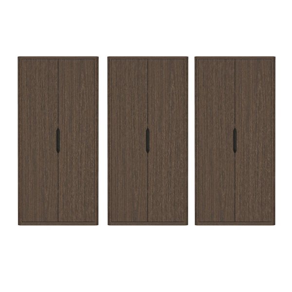 Manhattan Comfort Rivington Set of 3 Walnut 38-in 5-Shelf Bookcase Cabinet