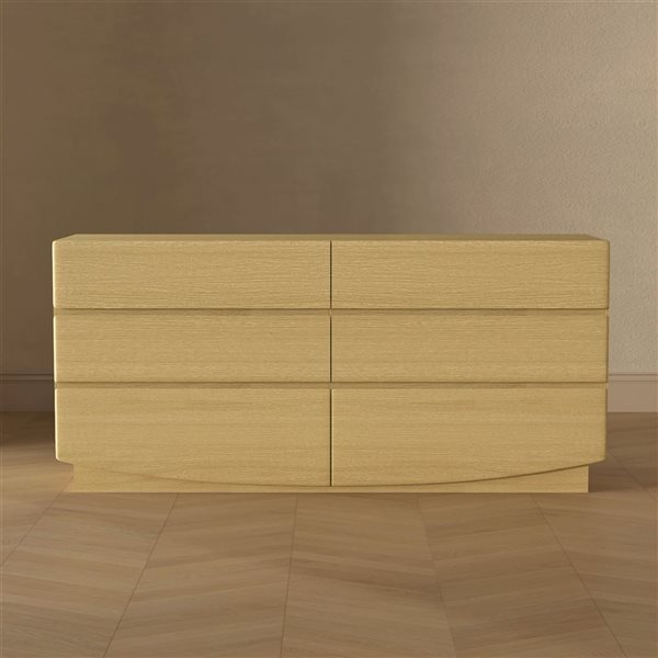 Manhattan Comfort Ardea 6-Drawer Double Dresser 72-in -Natural Oak
