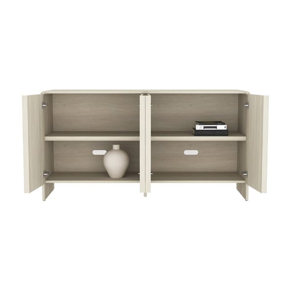 Manhattan Comfort Novara Whitewashed Oak 60-in 4-Door Sideboard