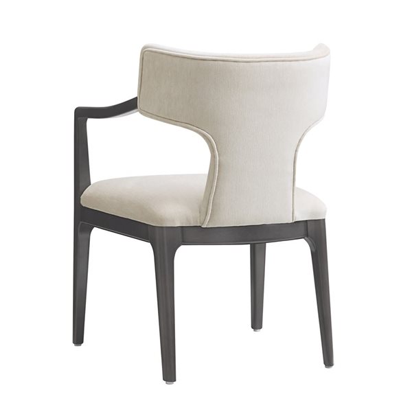 Manhattan Comfort Eloria Cream Chenille Upholstered Wood Dining Armchair
