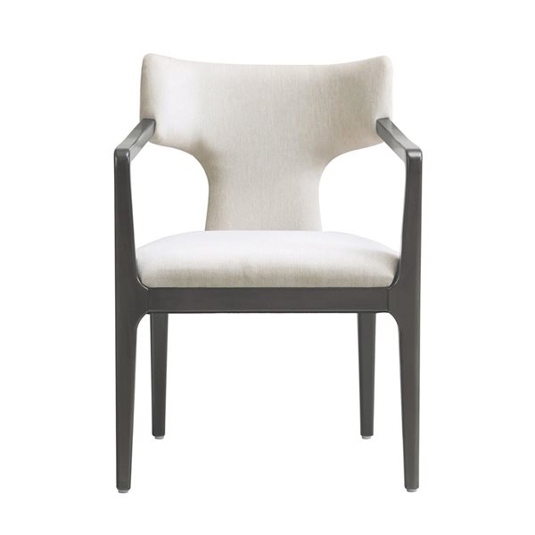 Manhattan Comfort Eloria Cream Chenille Upholstered Wood Dining Armchair