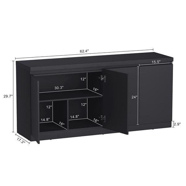 Manhattan Comfort Griffin Onyx 62-in 4-Door Sideboard