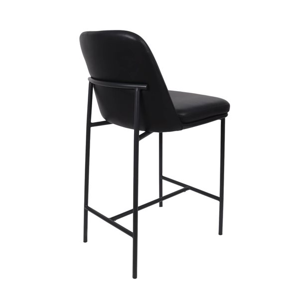 Manhattan Comfort Loft Set of 2 Black Vegan Leather Upholstered Metal Counter Stool