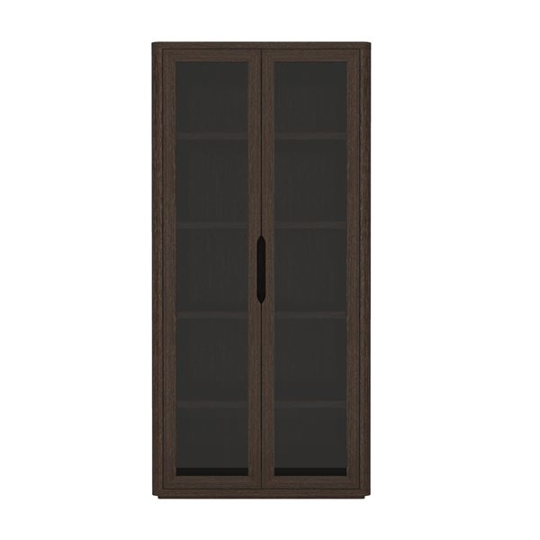 Manhattan Comfort Rivington Walnut 38-in 5-Shelf Bookcase Cabinet