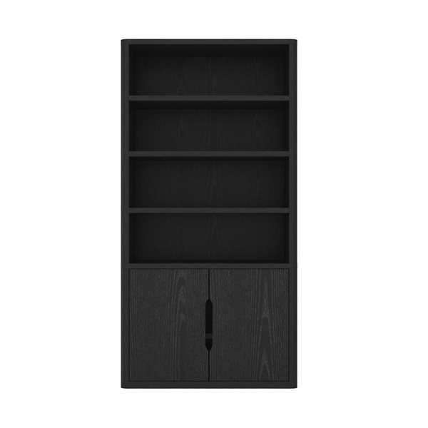 Manhattan Comfort Rivington Black 40-in 6-Shelf Bookcase Cabinet