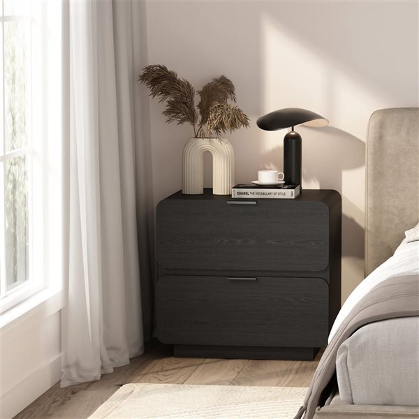 Manhattan Comfort Chrystie 2-Drawer Nightstand 26-in - Black