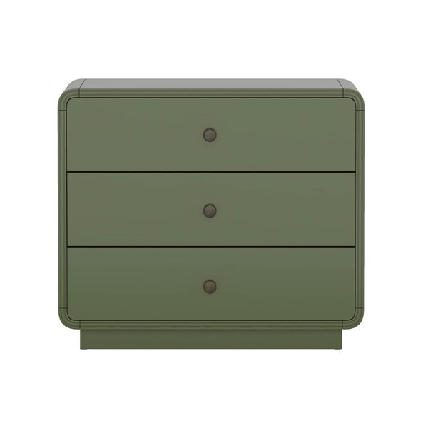 Manhattan Comfort Liora 3-Drawer Solid Wood Nightstand 28-in - Green
