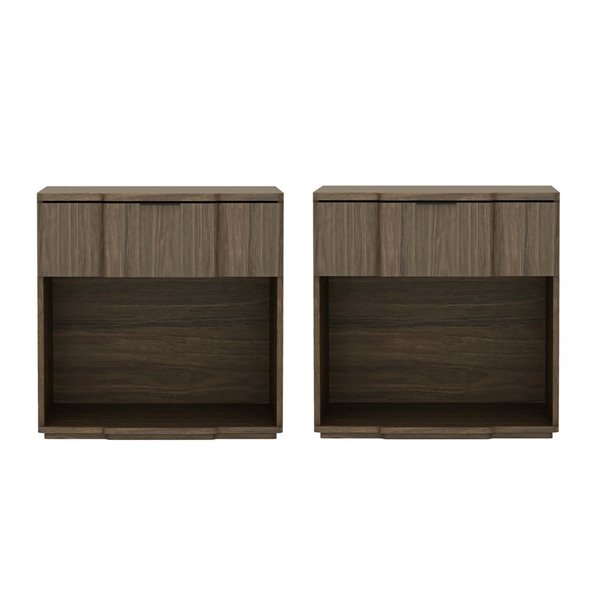 Manhattan Comfort Clive 1-Drawer Nightstand 22-in - Walnut and Black