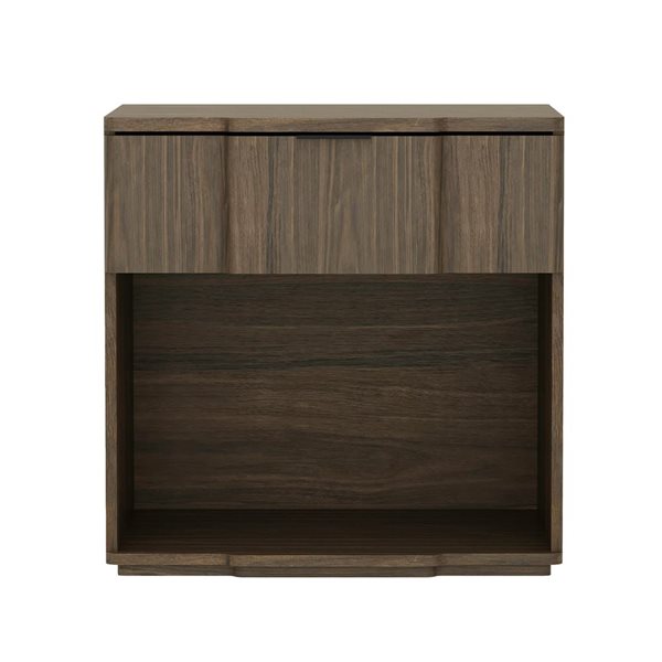Manhattan Comfort Clive 1-Drawer Nightstand 22-in - Walnut and Black
