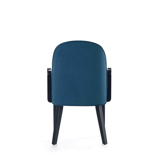 Manhattan Comfort Hillman Blue Velvet Upholstered Wood Dining Armchair