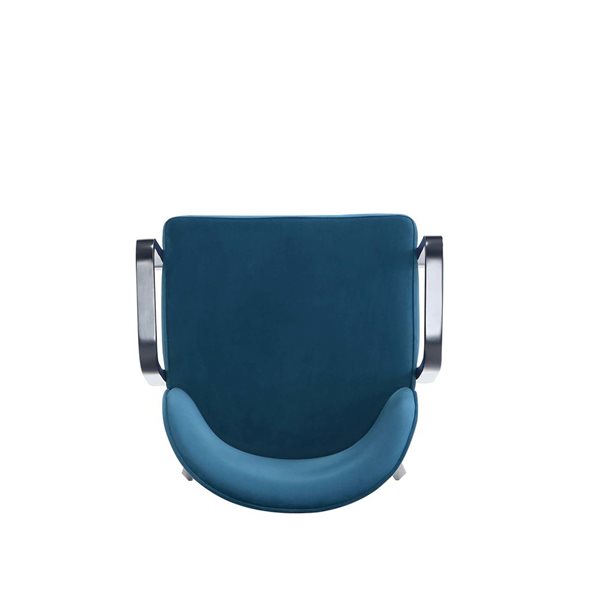 Manhattan Comfort Hillman Blue Velvet Upholstered Wood Dining Armchair