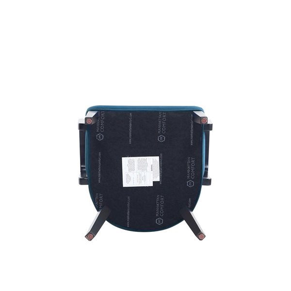 Manhattan Comfort Hillman Blue Velvet Upholstered Wood Dining Armchair