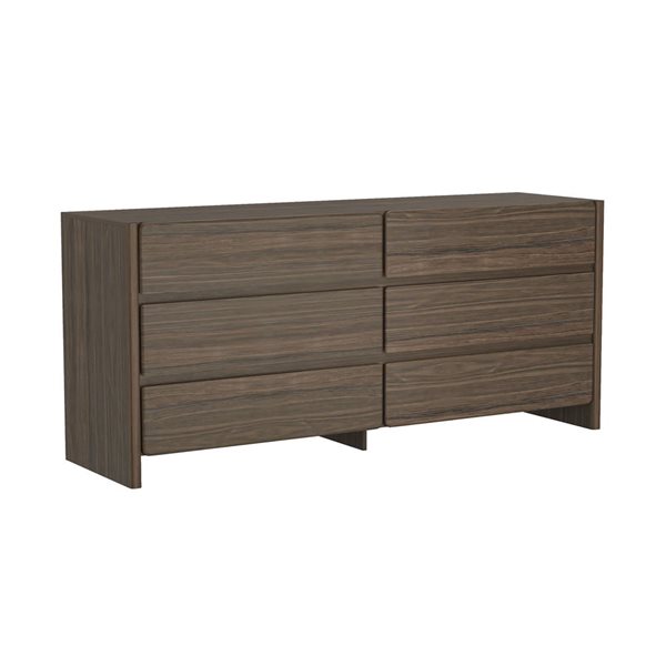 Manhattan Comfort Linda 2-Piece Dresser and Nightstand Set - Walnut Brown