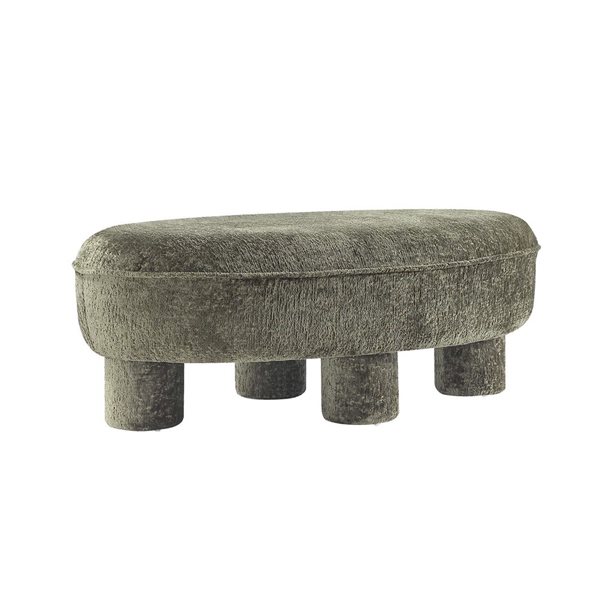 Manhattan Comfort Tribeca Chenille Upholstered Accent Ottoman - Olive Green