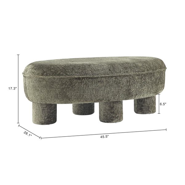 Manhattan Comfort Tribeca Chenille Upholstered Accent Ottoman - Olive Green
