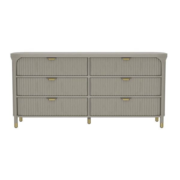Manhattan Comfort Park 6-Drawer Solid Wood Double Dresser 68-in - Grey