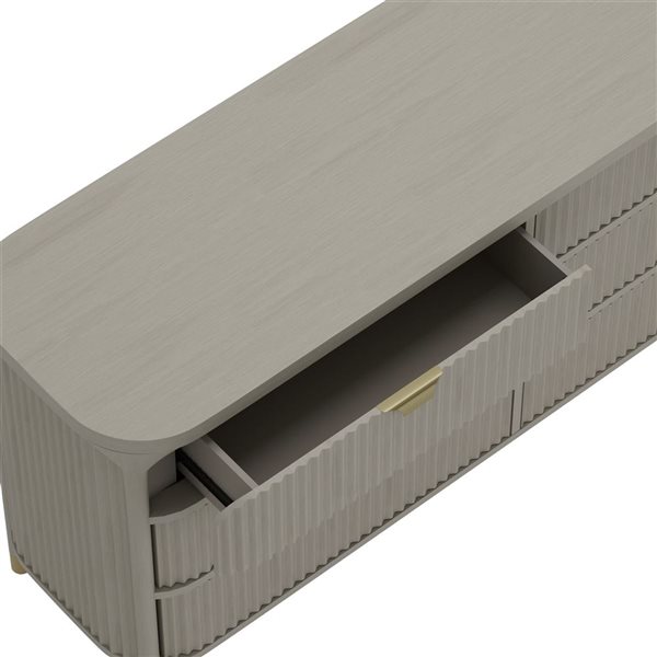 Manhattan Comfort Park 6-Drawer Solid Wood Double Dresser 68-in - Grey