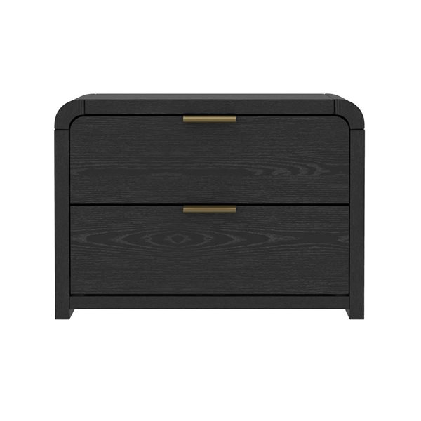 Manhattan Comfort Grace 2-Drawer Nightstand 28-in - Black and Gold