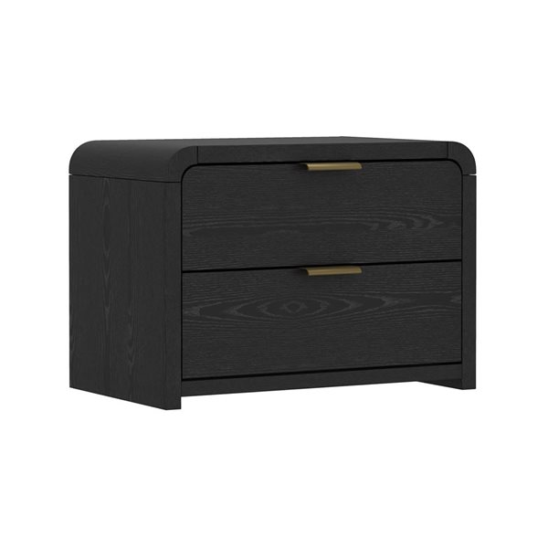 Manhattan Comfort Grace 2-Drawer Nightstand 28-in - Black and Gold