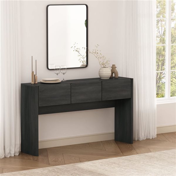 Manhattan Comfort Linda Charcoal Gray 3-Drawer Console Table