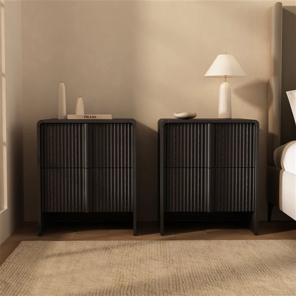 Manhattan Comfort Novara 2-Drawer Nightstand 22-in - Black