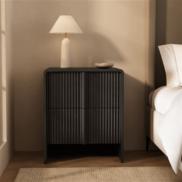 Manhattan Comfort Novara 2-Drawer Nightstand 22-in - Black