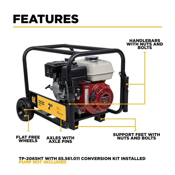 BE Power Equipment Portable Water Pump Conversion Kit