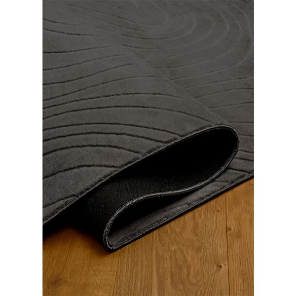 ECARPET Somos Contemporary Washable Rug - 2-ft 8-in x 8-ft - Charcoal