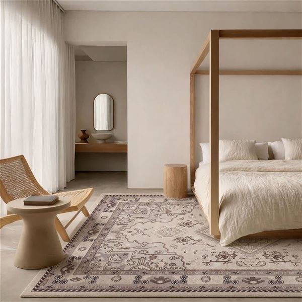 ECARPET Oriana Traditional Washable Rug - 8 x 10-ft - Beige