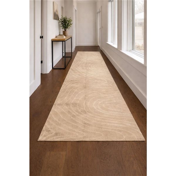 ECARPET Somos Contemporary Washable Rug - 2-ft 8-in x 8-ft - Beige