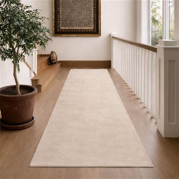 ECARPET Elion Contemporary Washable Rug - 1-ft 10-in x 6-ft - Cream