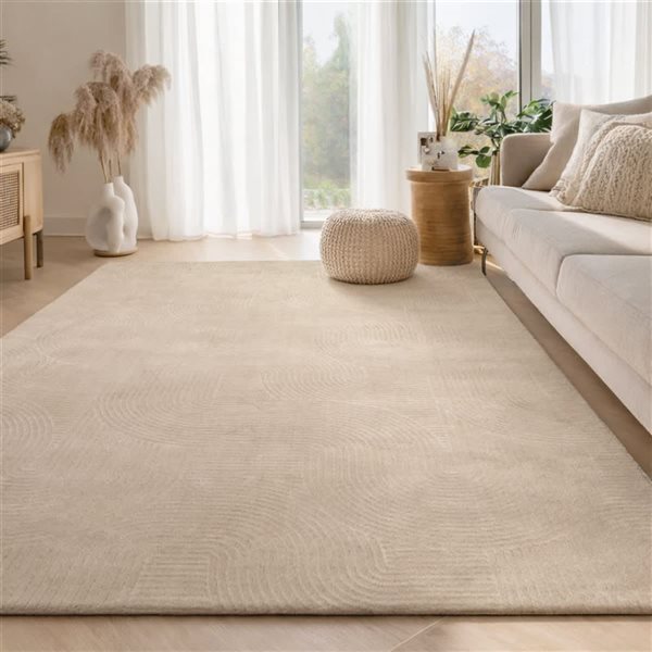 ECARPET Elion Contemporary Washable Rug 8 x 10-ft - Cream