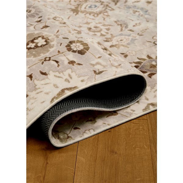 ECARPET Lunelle Traditional Washable Rug - 8 x 10-ft - Grey