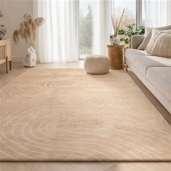 ECARPET Somos Contemporary Washable Rug 5-ft x 7-ft 6-in - Beige