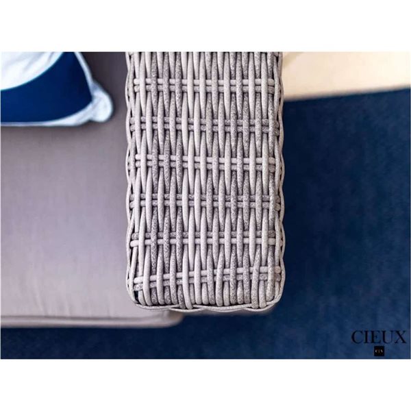 CIEUX Riviera Outdoor Patio Wicker Sectional Sofa w/ Sunbrella Canvas Charcoal Cushions - Grey