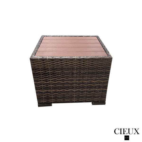 CIEUX Valence Outdoor Patio Wicker Square Side Table - Brown