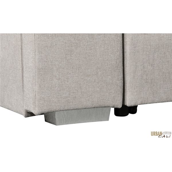 Urban Cali Pasadena Large Sleeper Sectional Sofa Bed w/ Storage Ottoman and 2 Stools - Right - Beige