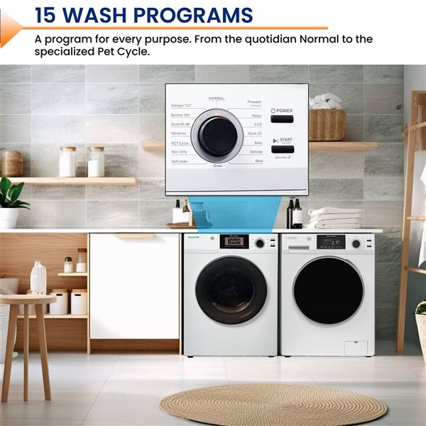 Equator Advanced Appliances Stainless Steel 1.62 ft³ Washer and 3.1 ft³ Vented Dryer Set