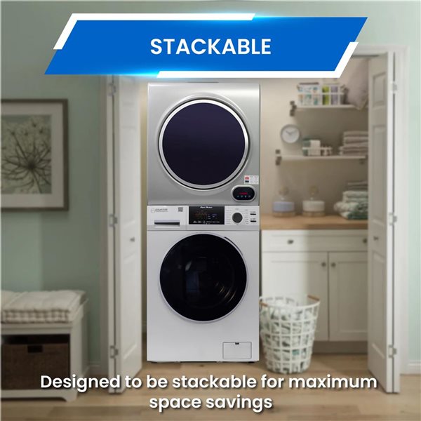 Equator Advanced Appliances Compact Silver 1.62 ft³ Washer and 3.5 ft³ Vented Sensor Dryer