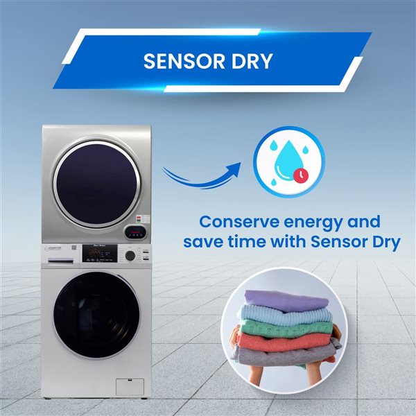 Equator Advanced Appliances Compact Silver 1.62 ft³ Washer and 3.5 ft³ Vented Sensor Dryer