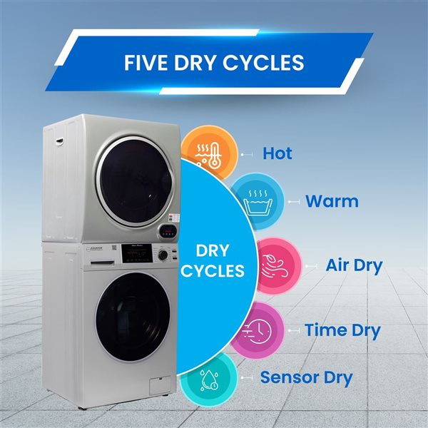 Equator Advanced Appliances Compact Silver 1.62 ft³ Washer and 3.5 ft³ Vented Sensor Dryer
