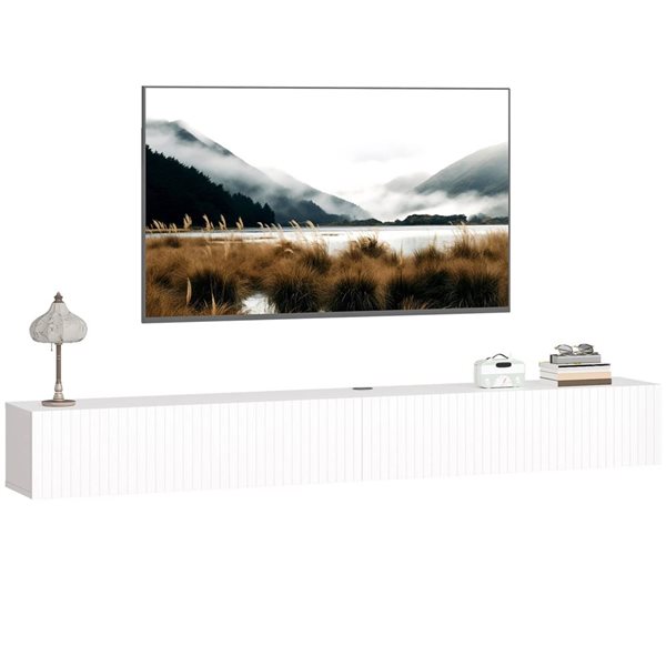 HOMCOM Floating Media Stand for TV up to 72-in - White
