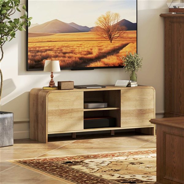 HOMCOM Media Console w/ Cabinet and Shelves for TV up to 55-in
