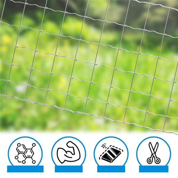 Fencer Wire Graduated Mesh Galvanized Steel Knotted Farm Fence - 12.5/10 Gauge - 4 x 100-ft