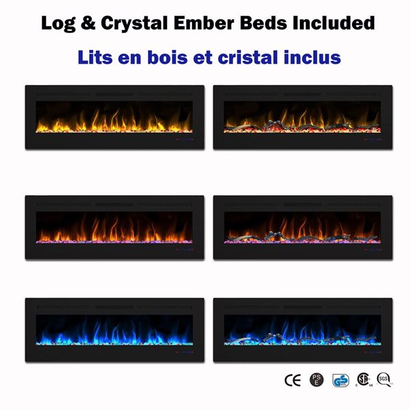 Mondawe Indoor Electric Fireplace 5000 BTU - 60-in